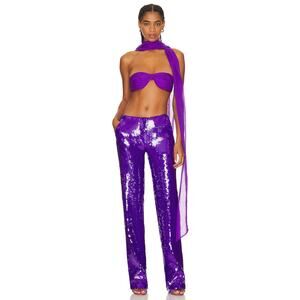 LaQuan Smith Ruched Bandeau Top 100% Silk Scarf Evening Party Statement XS